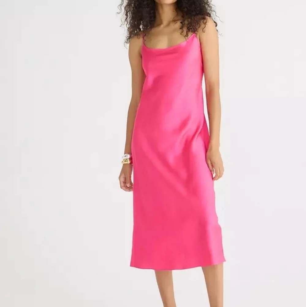 J. CREW NEON FUCHSIA LUSTER CHARMEUSE GWYNETH SLIP DRESS SZ 4 NWT